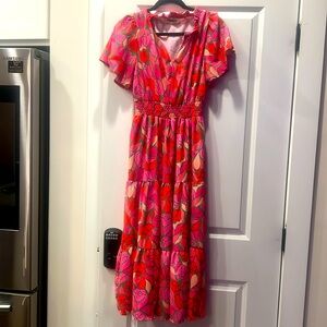 Beautiful bright A line dress Medium with pockets! New without tags.